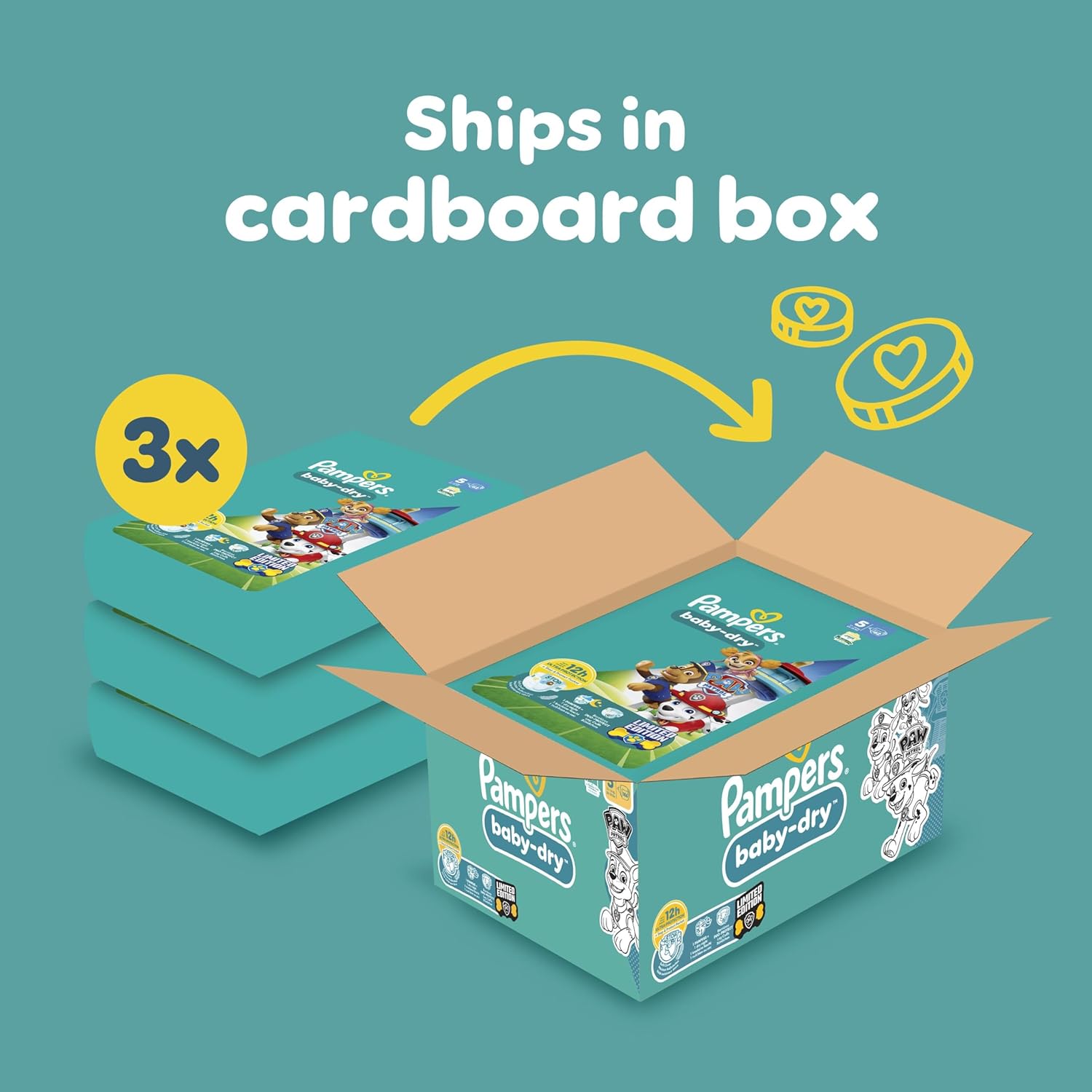 Pampers Baby Dry Paw Patrol Size 5 pants 160 pack in cardboard box