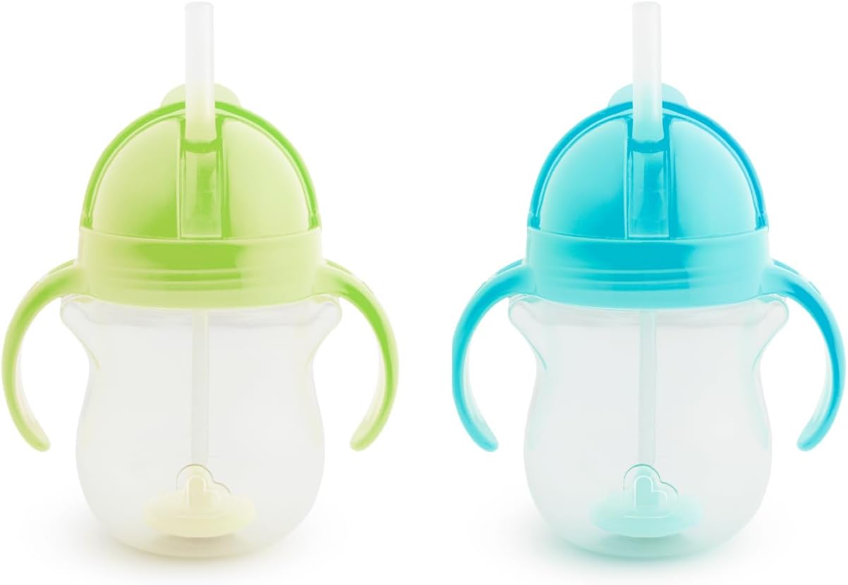 Munchkin Click Lock Tip & Sip weighted straw cup 207ml green and blue