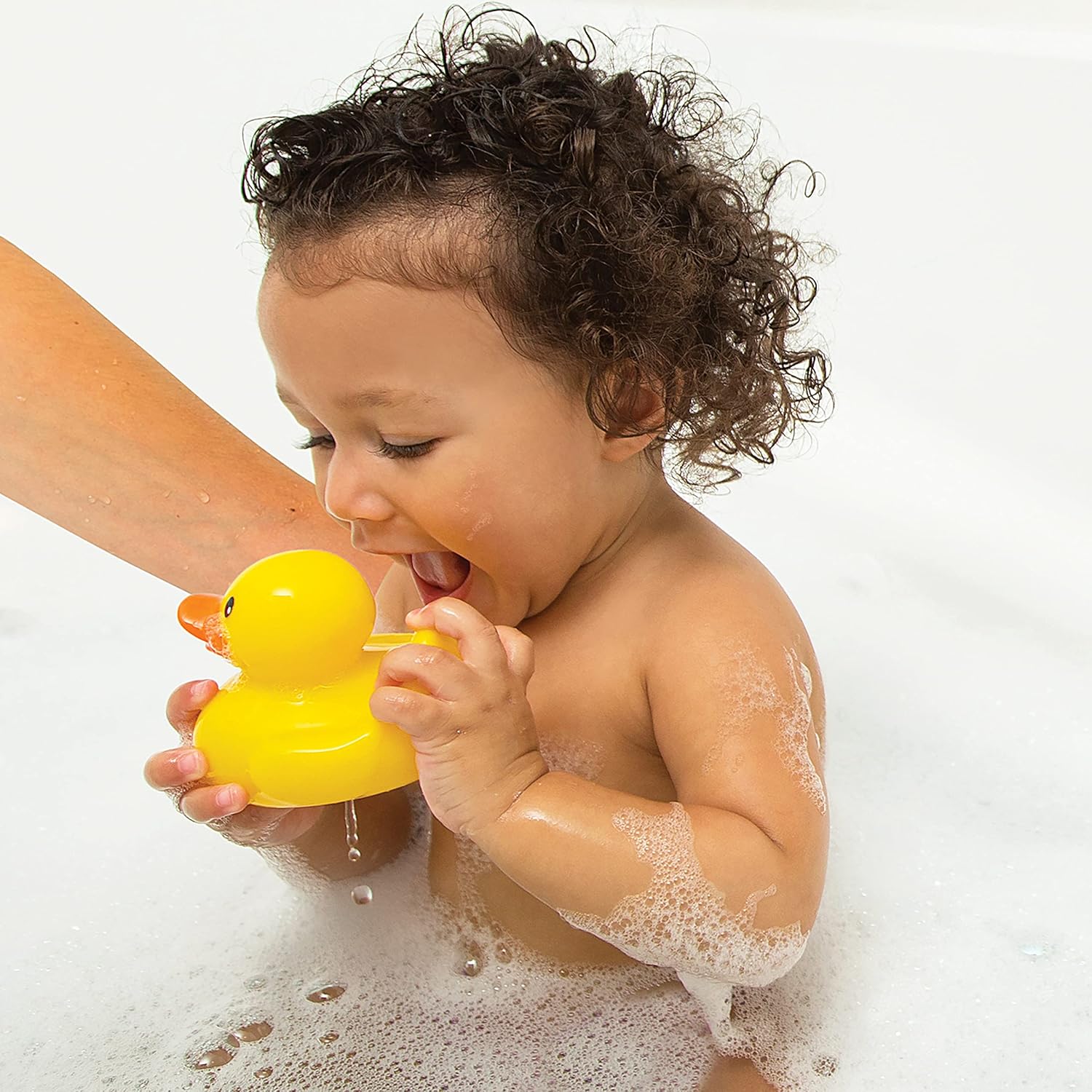 Infantino Sensory Ducks 2 pack, yellow rubber ducks with orange wings