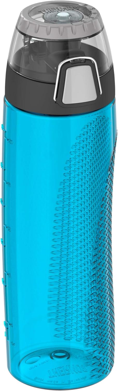 Thermos blue hydration bottle 710 mL water bottle with black cap