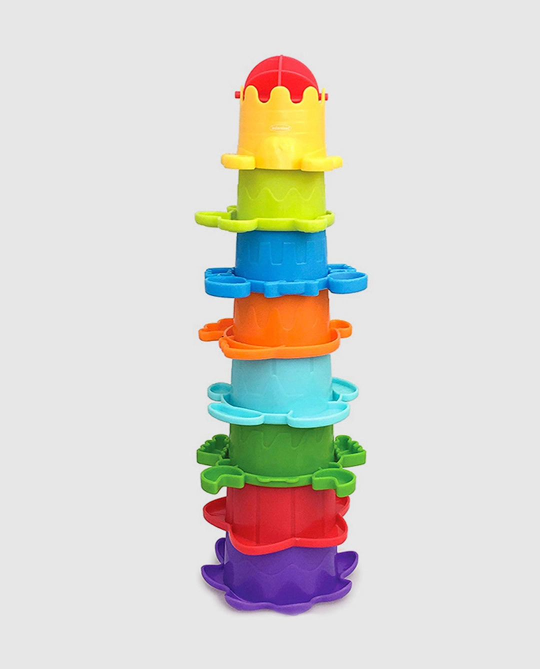 Infantino Spin & Teethe Gummy Flower Rattle with colourful stacking rings