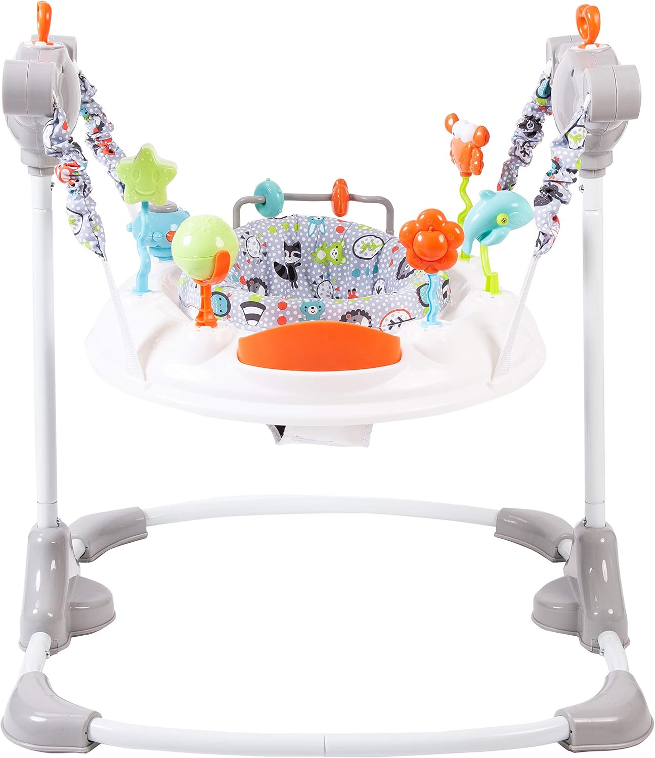 Red Kite Baby Sit Me Up bouncer with Peppermint Trail pattern and toys