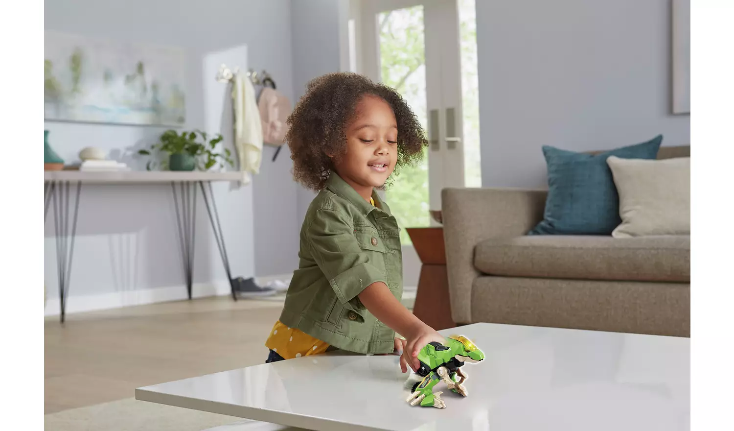 VTech Switch & Go Dinos Burnout the Velociraptor green transforming toy dinosaur