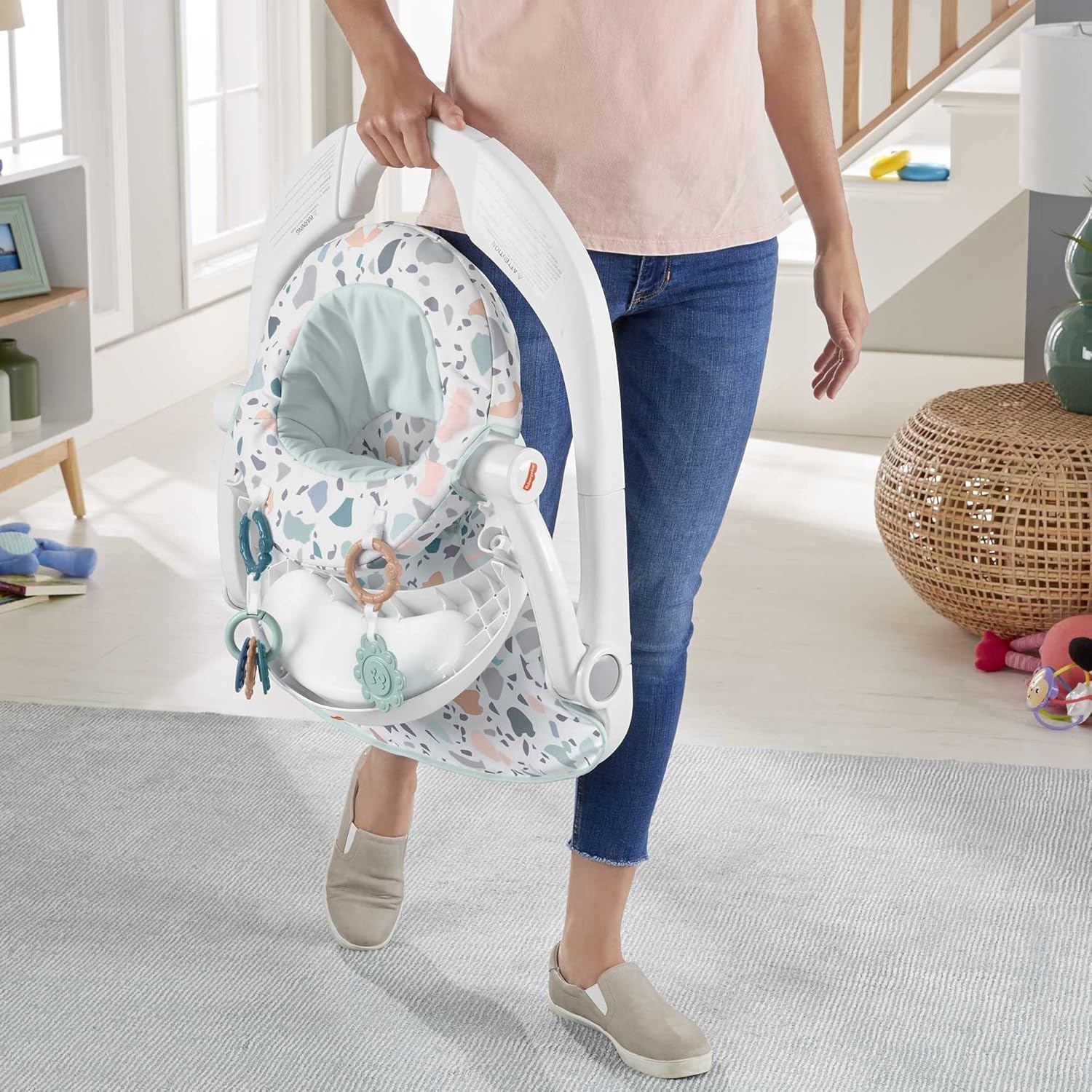 Fisher-Price Sit-Me-Up Floor Seat with Tray in Terrazzo Pacific Pebble pattern