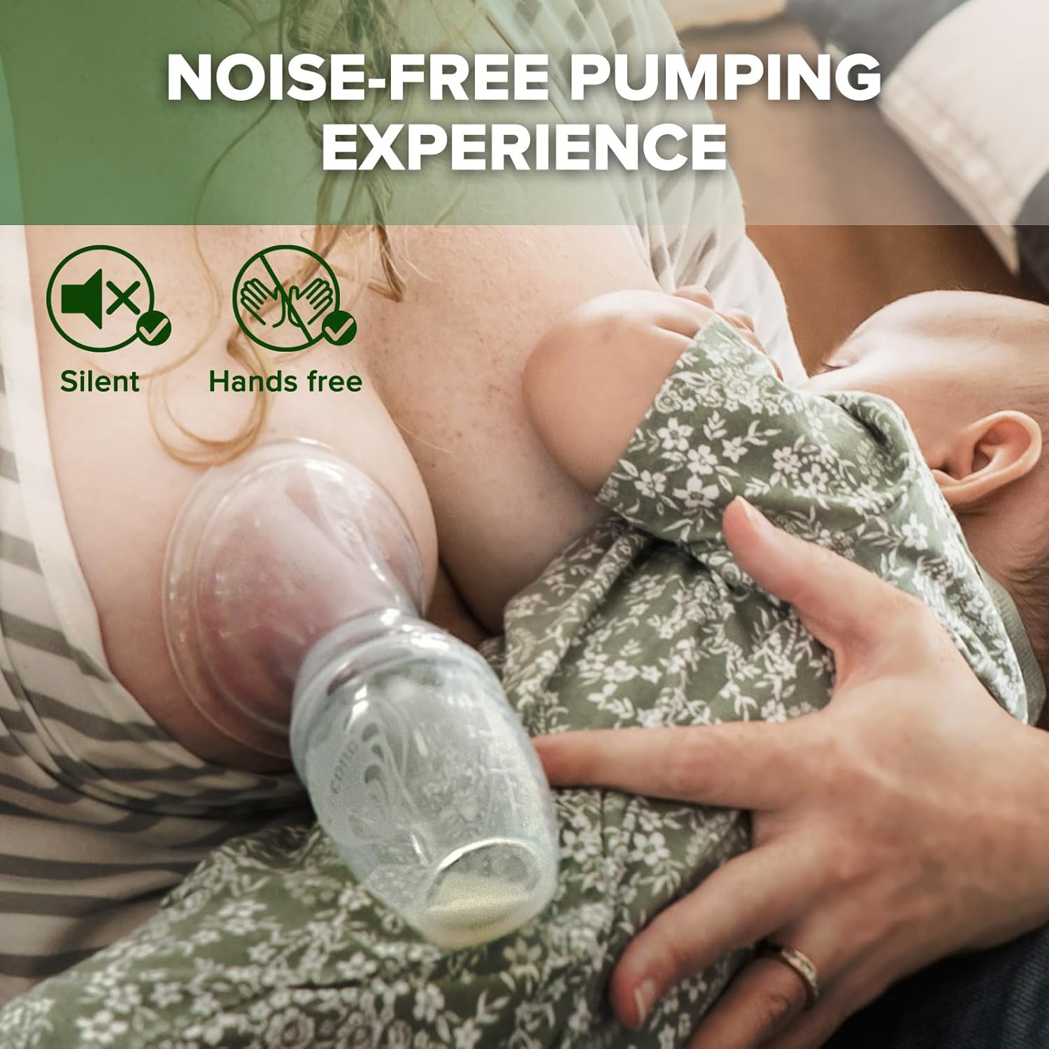 Haakaa manual silicone breast pump with collection bottle, clear
