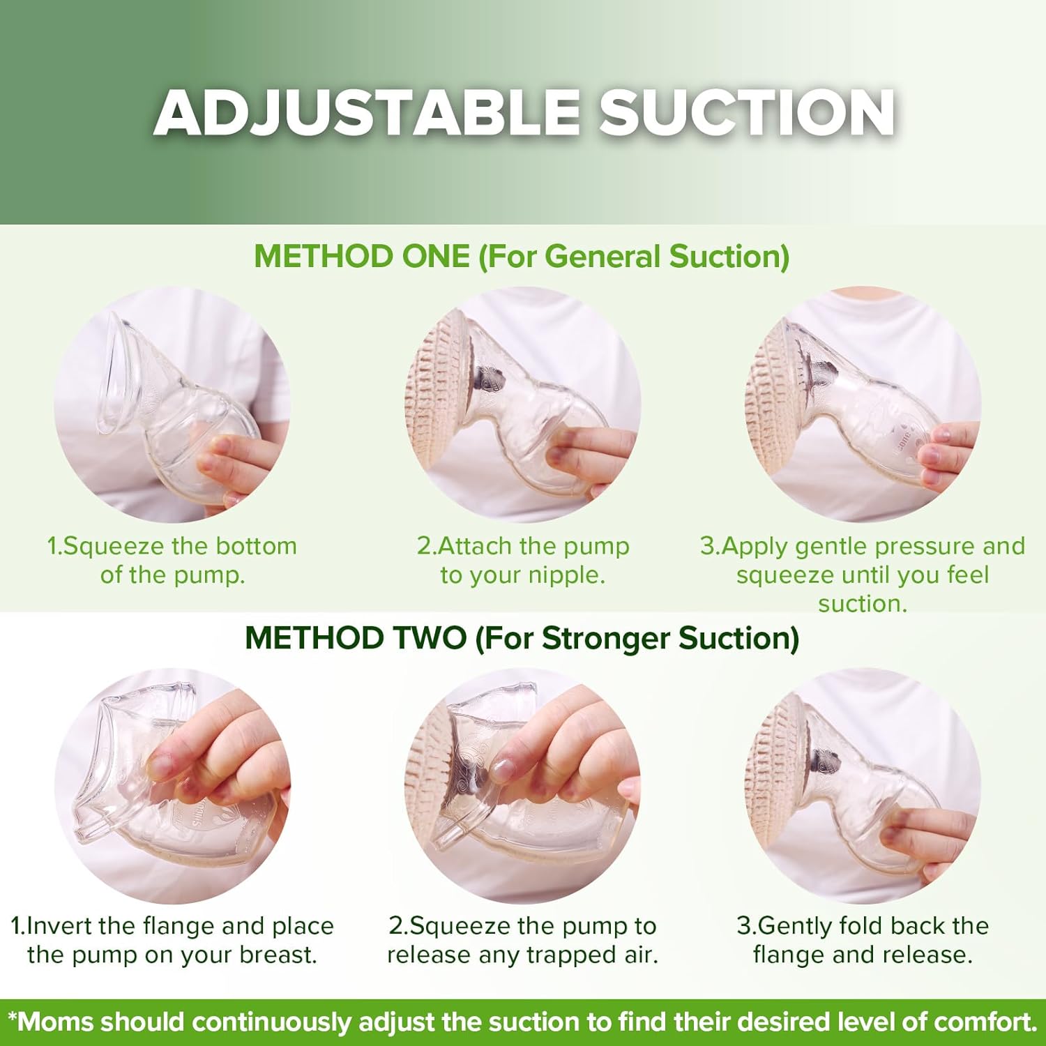 Haakaa manual silicone breast pump with adjustable suction method instructions
