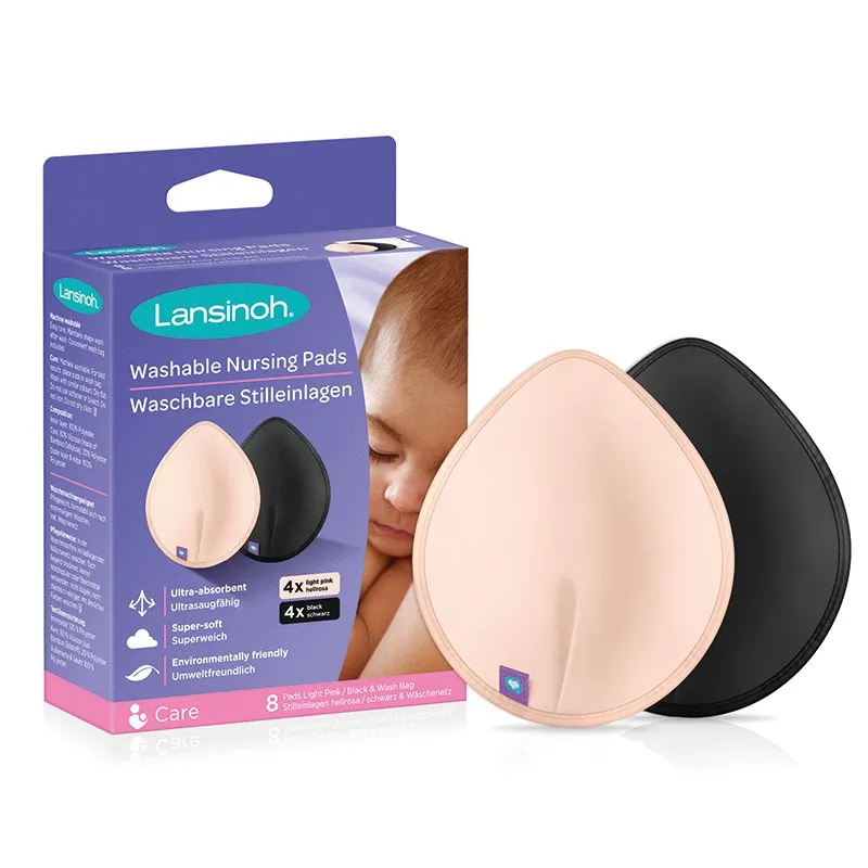 Lansinoh washable nursing pads coloured 8 pack with cream and black pads