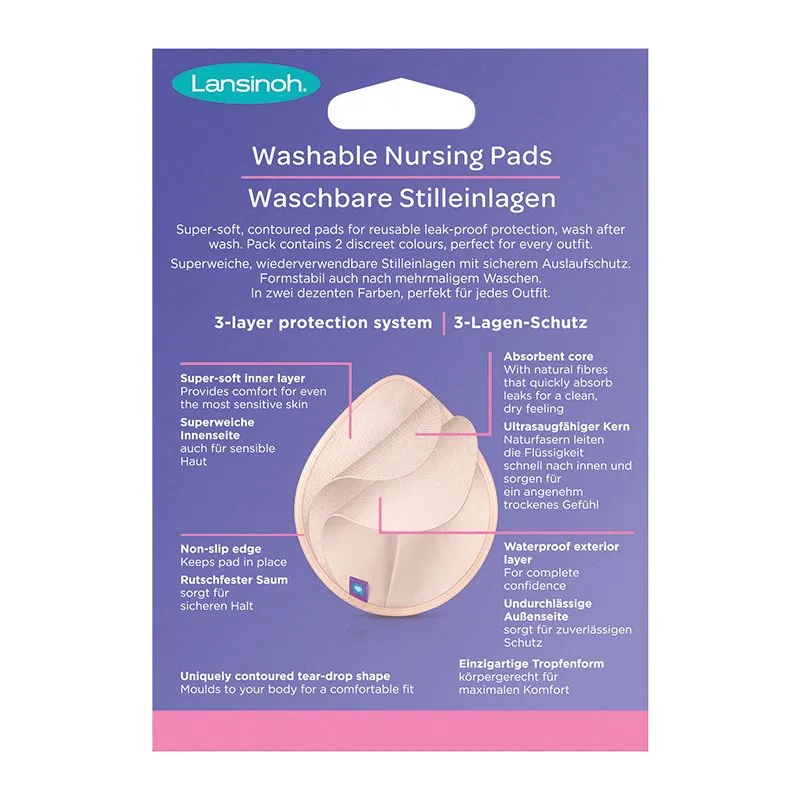 Lansinoh Washable Nursing Pads Coloured 8 Pack with 3-layer protection system