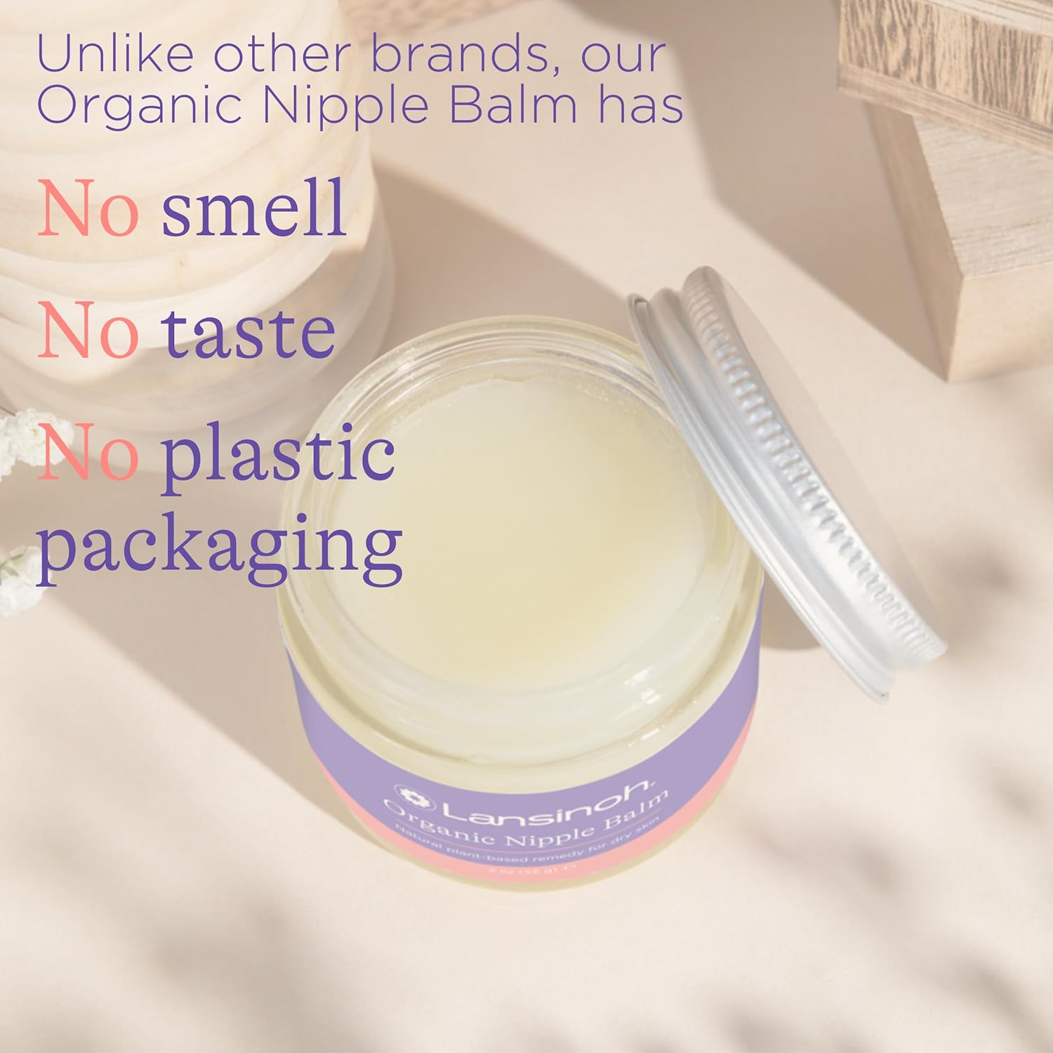Lansinoh Organic Nipple Balm 60ml in glass jar with lid