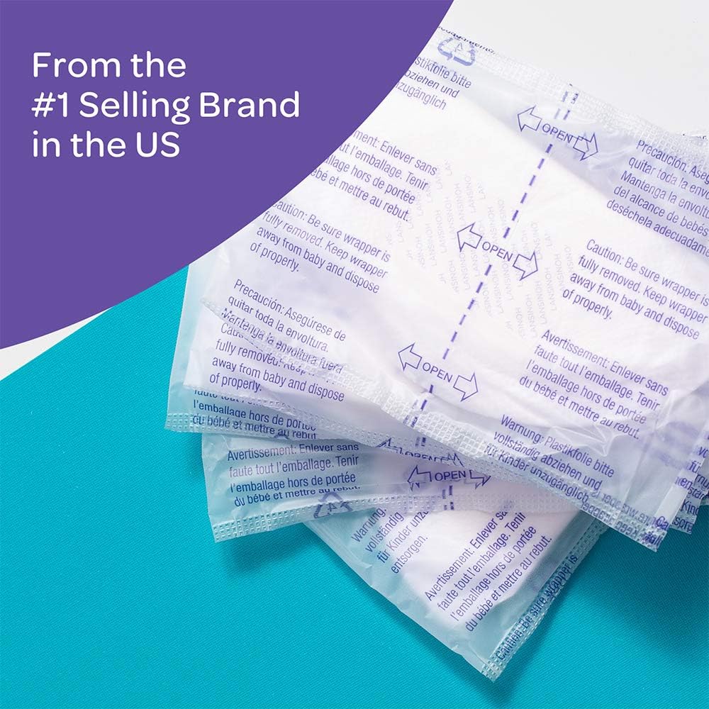 Lansinoh disposable nursing pads 24-pack white with purple text
