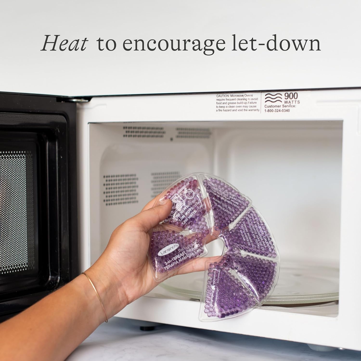 Lansinoh TheraPearl 3-in-1 breast therapy gel packs, purple, microwave-safe