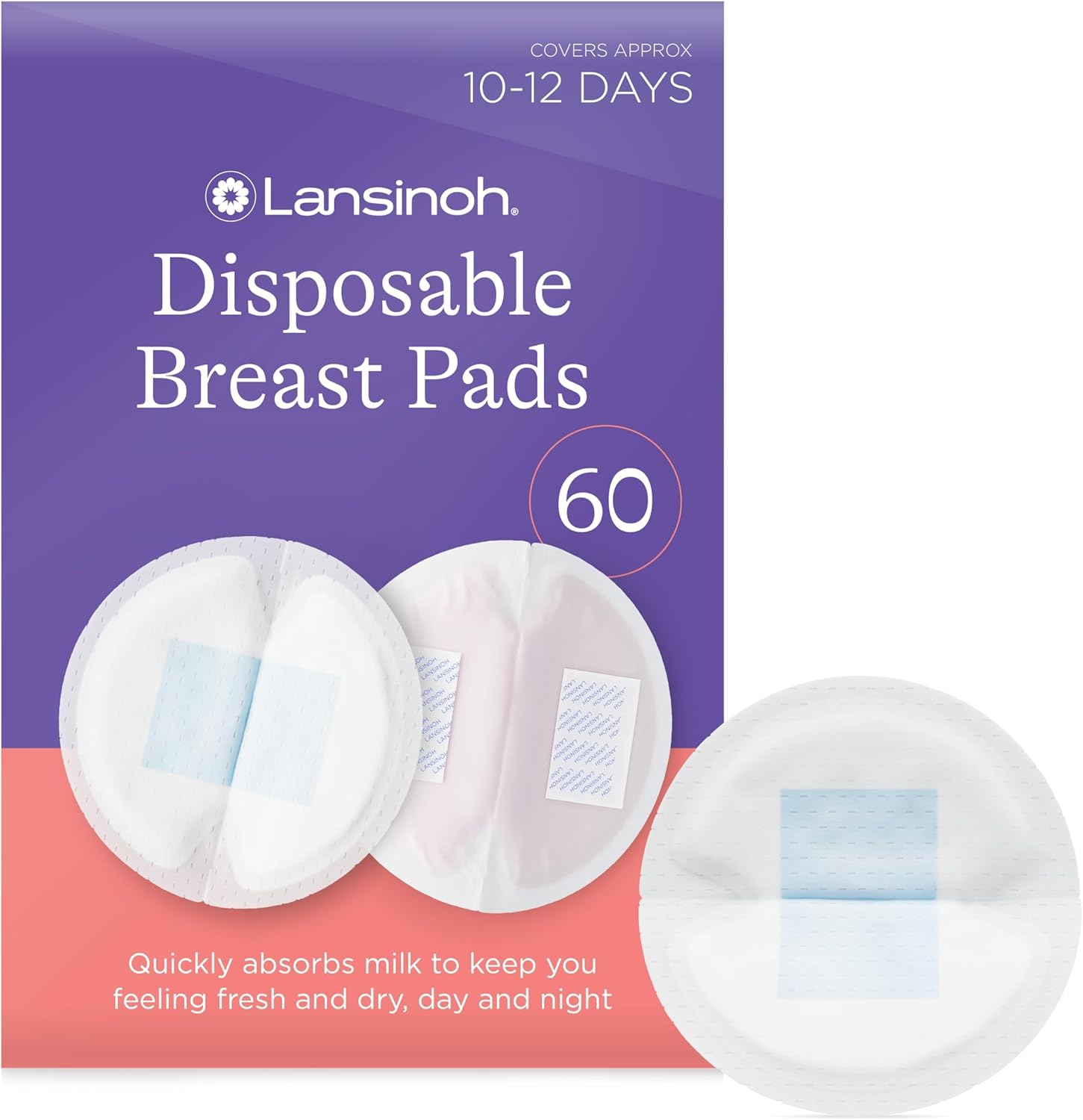 Lansinoh Disposable Breast Pads 60 pack white nursing pads