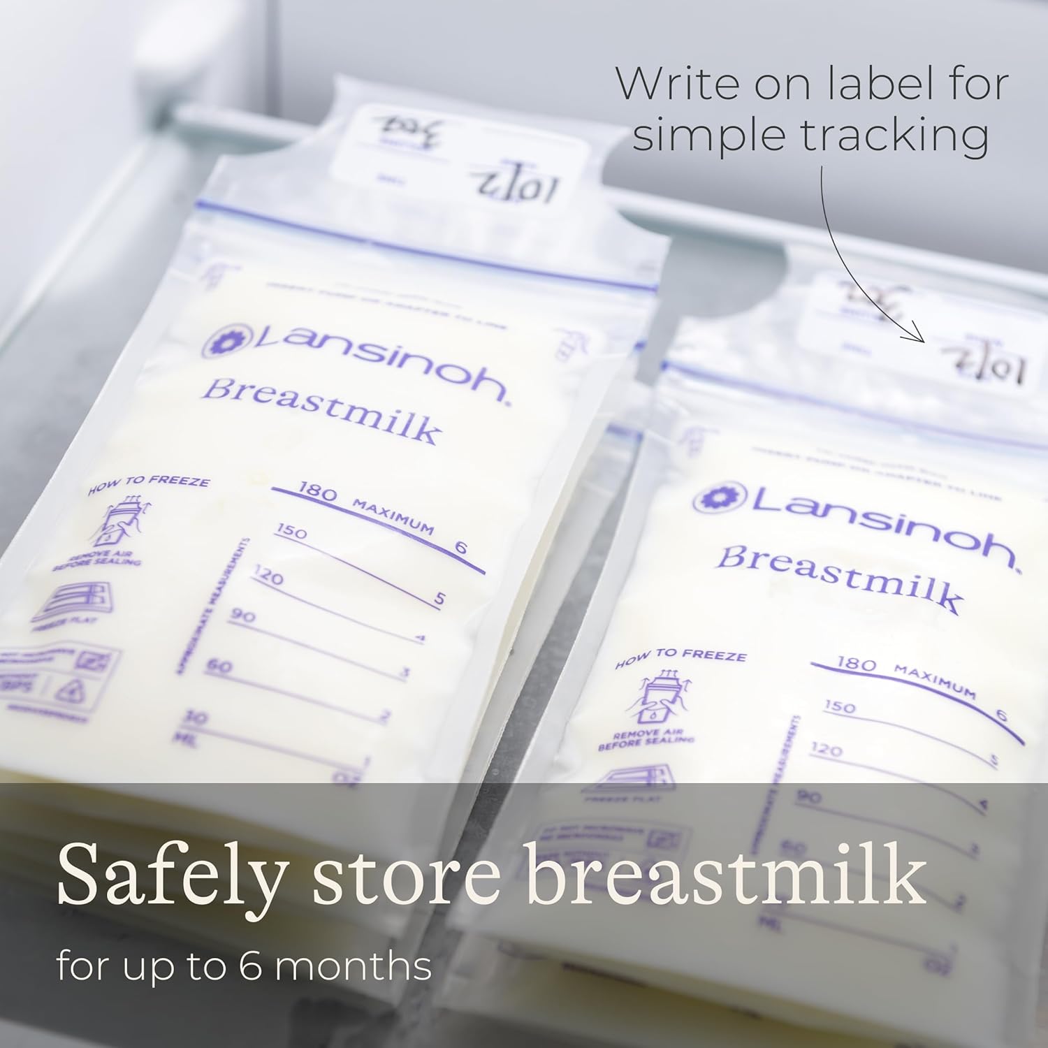Lansinoh Breastmilk storage bags 50 pack with measurement lines