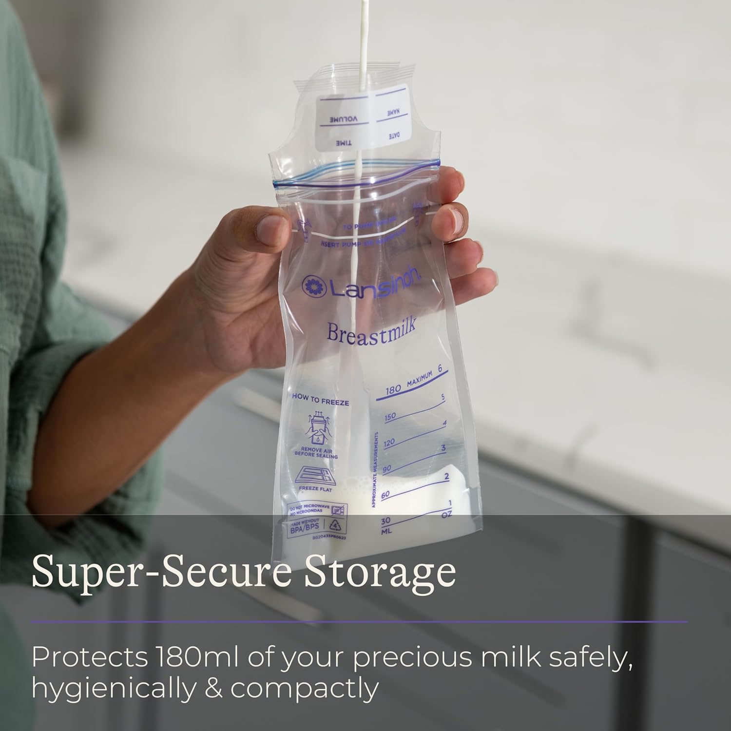 Lansinoh Breastmilk Storage Bags 25 pack with measurement markings