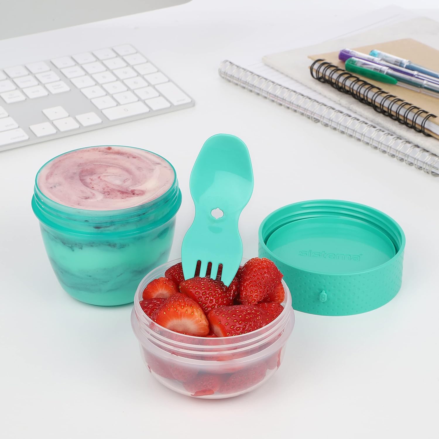 Sistema To Go Snack 515ml turquoise lunch container with fork