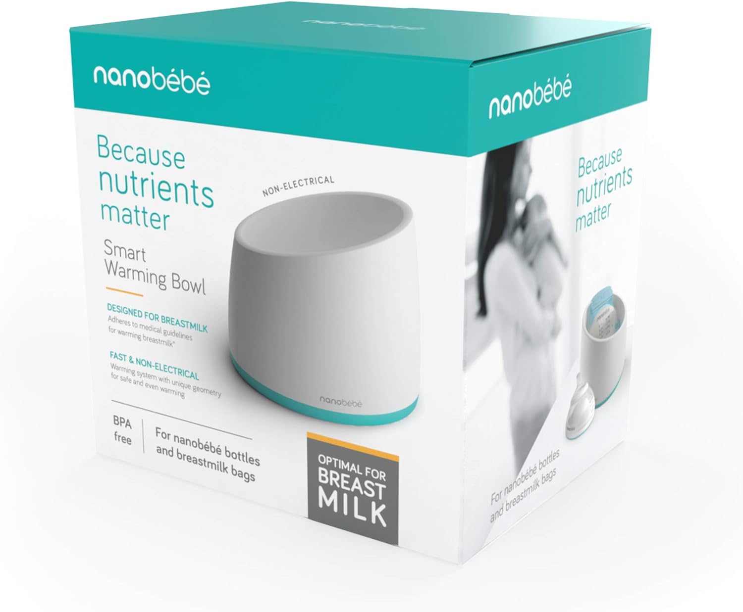 Nanobébé Smart Warming Bowl white non-electrical breastmilk warmer
