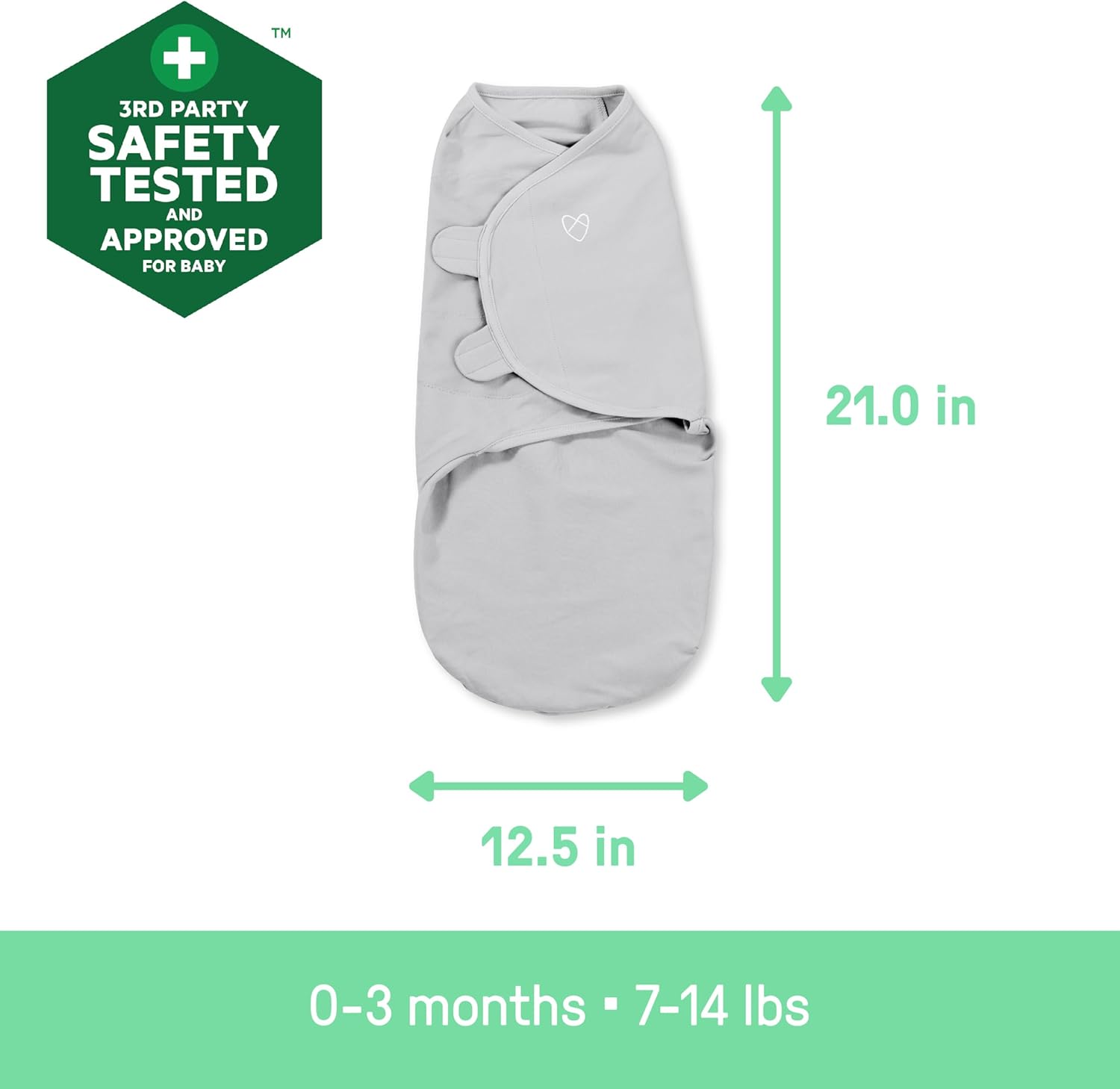 SwaddleMe Luxe Easy Change Swaddle grey with wrap closure for babies