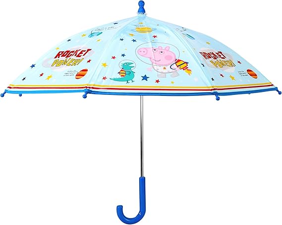 George Pig Dinosaur light blue children's stick umbrella with stars
