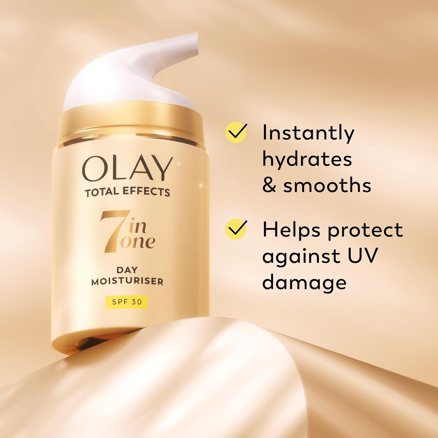 Olay Total Effects 7-in-1 Day Moisturiser SPF 30, 50 ml cream jar with pump dispenser