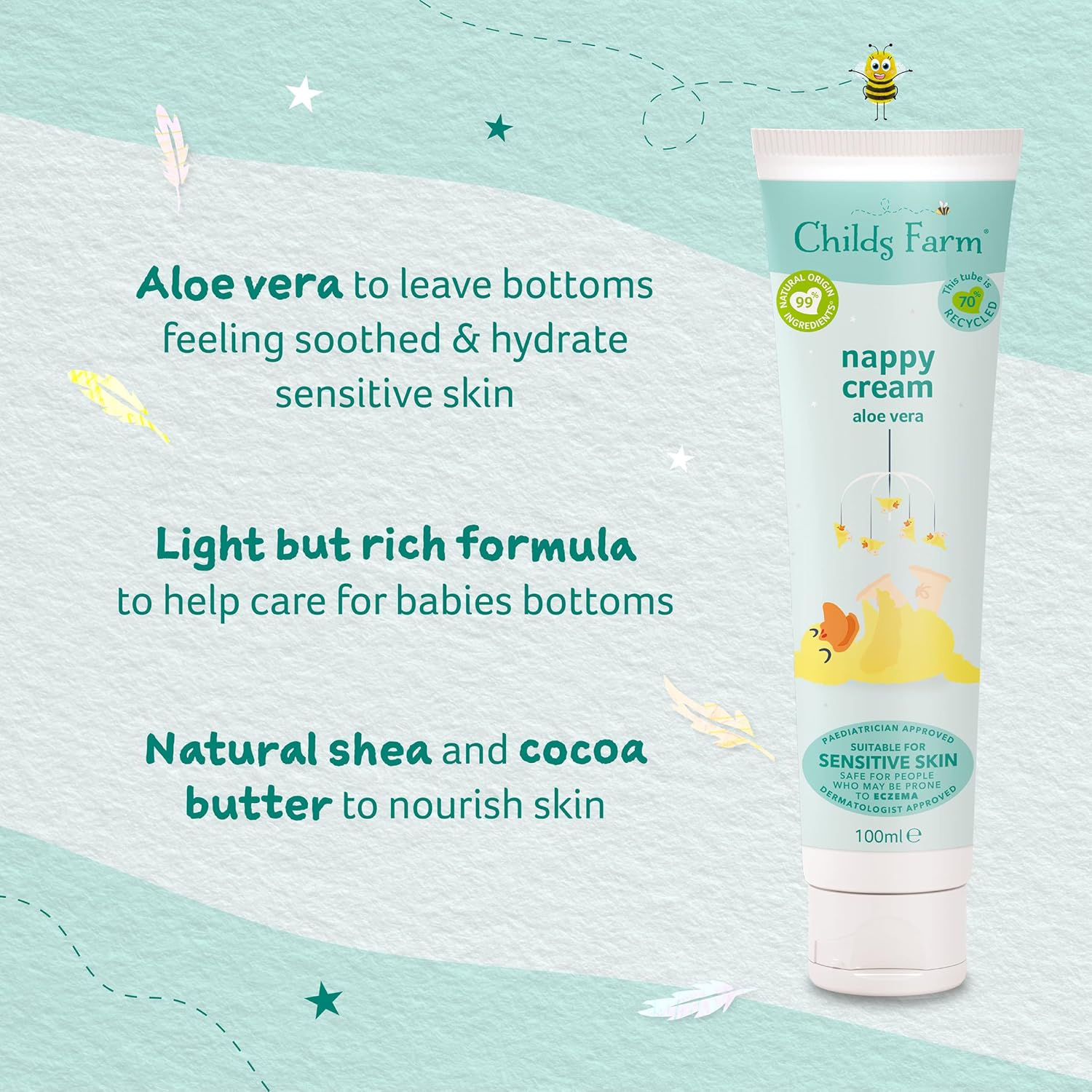 Childs Farm Baby Nappy Cream Aloe Vera Unfragranced 100ml tube