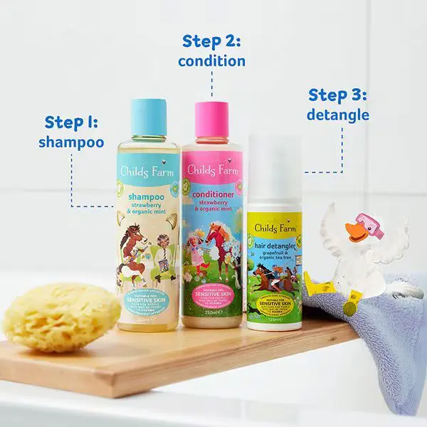 Childs Farm Tangle Taming Hair Detangler Spray with strawberry and organic mint