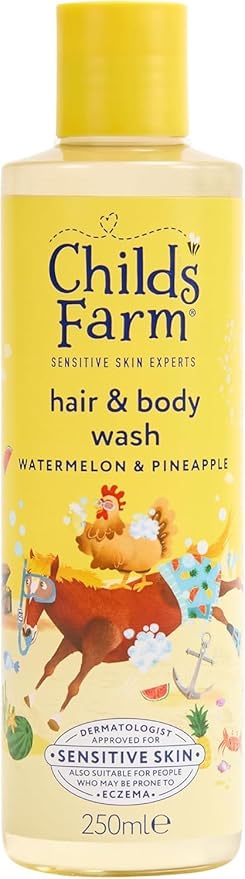 Child's Farm Hair & Body Wash Watermelon & Pineapple 250ml yellow bottle