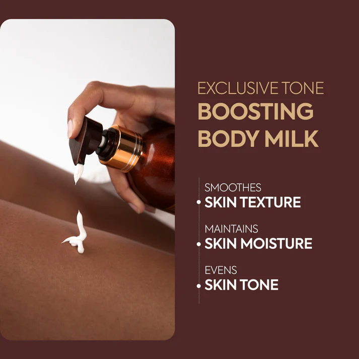 Makari Exclusive Tone Boosting Body Milk 500ml with amber bottle