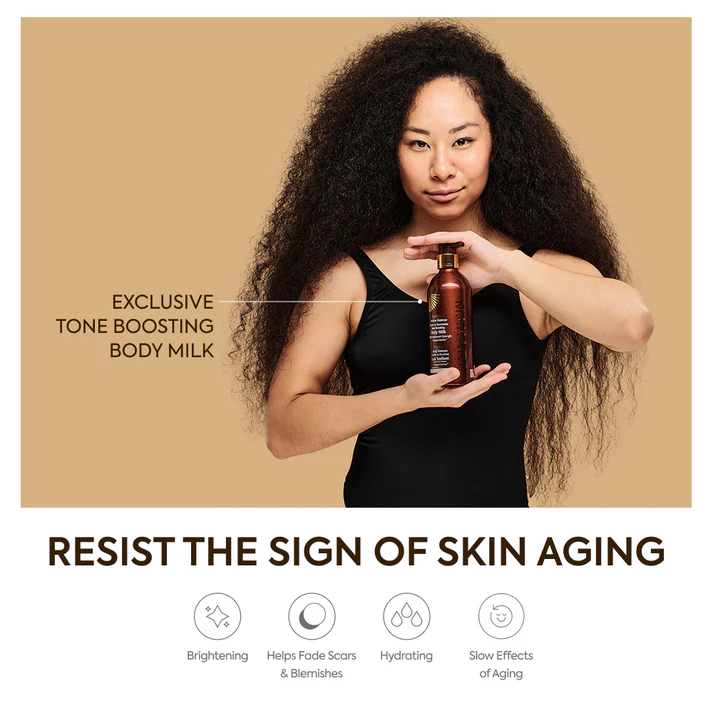 Makari Exclusive Skin Toning Milk 500ml bottle in amber glass