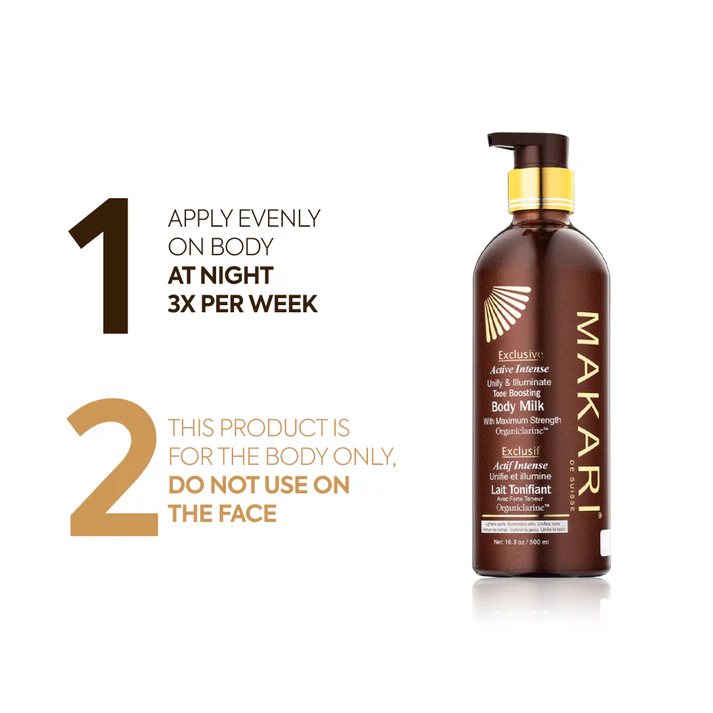 Makari Exclusive Active Intense brown body milk toning lotion 500ml pump bottle