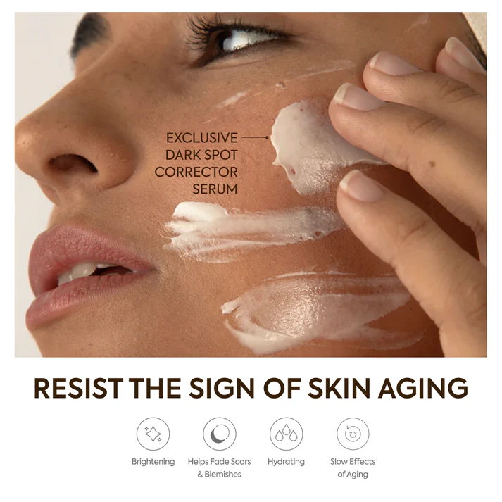 Makari Exclusive Dark Spot Corrector Serum applied to face skin
