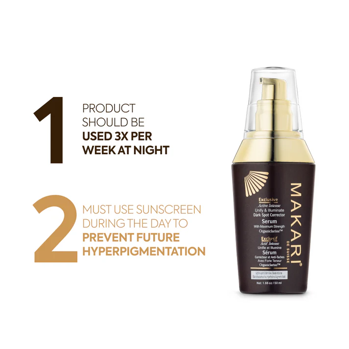 Makari Exclusive Dark Spot Corrector Serum with gold pump dispenser bottle