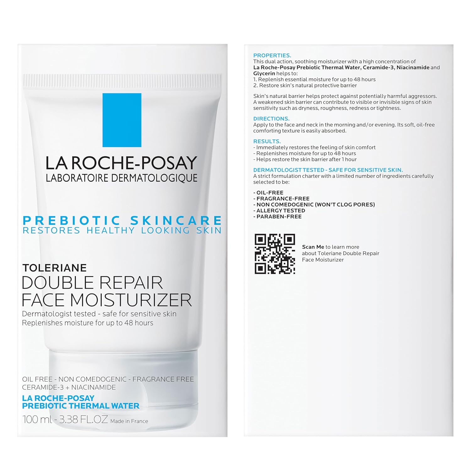 La Roche-Posay Toleriane Double Repair Face Moisturizer 100ml white tube with blue label