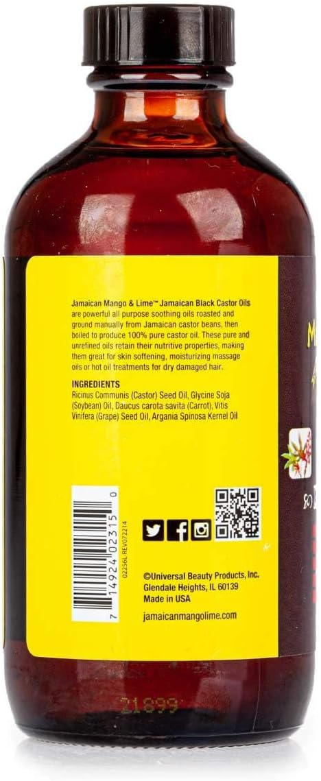 Jamaican Mango & Lime Pure Jamaican Black Castor Oil Extra Dark 8 oz bottle