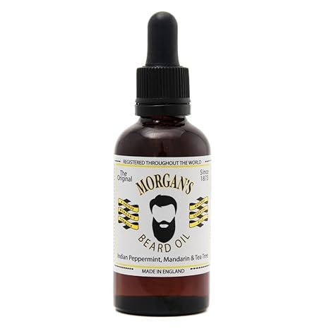 Morgans Beard Oil 50ml dark glass dropper bottle with beige label