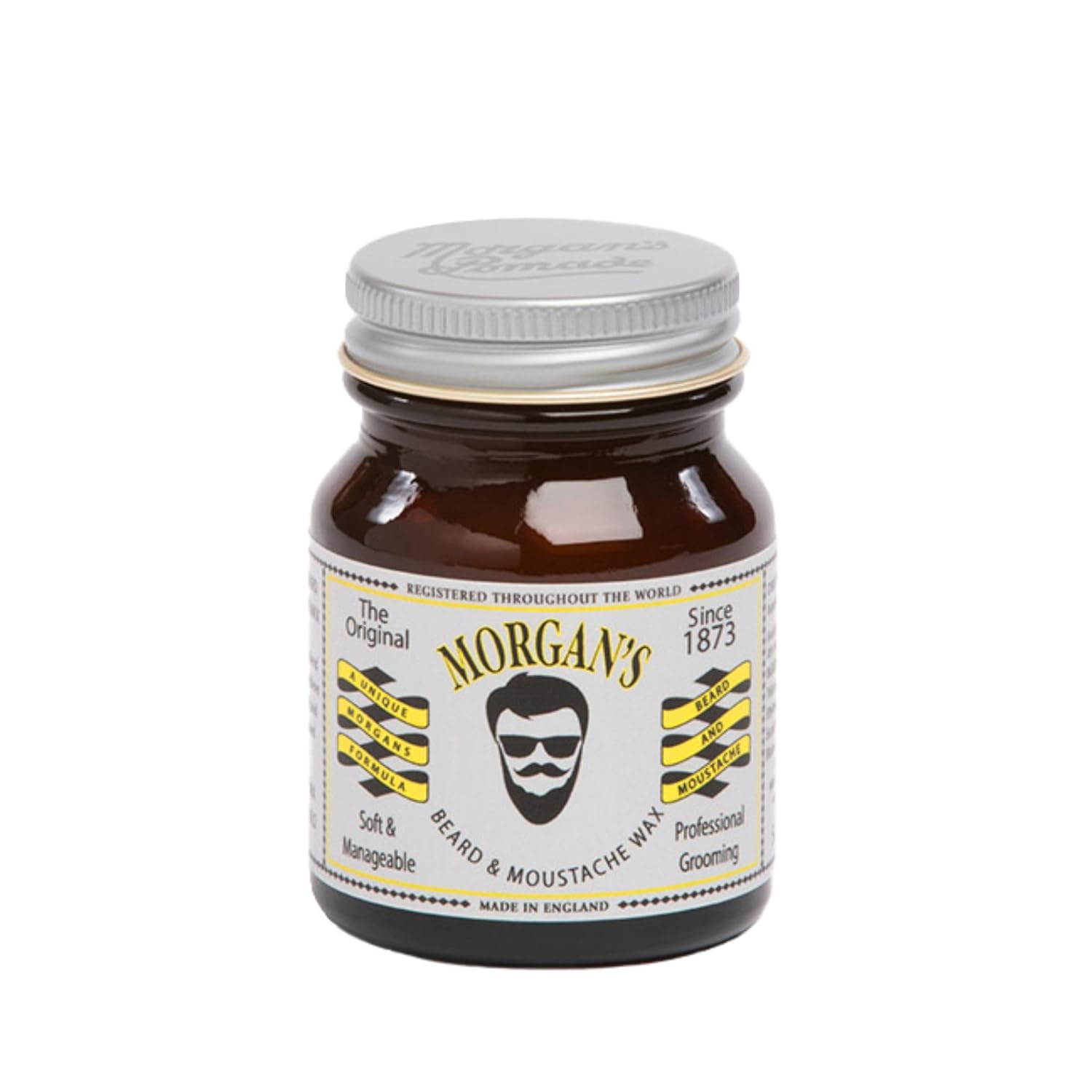 Morgans Beard and Moustache Wax 50g in dark brown glass jar