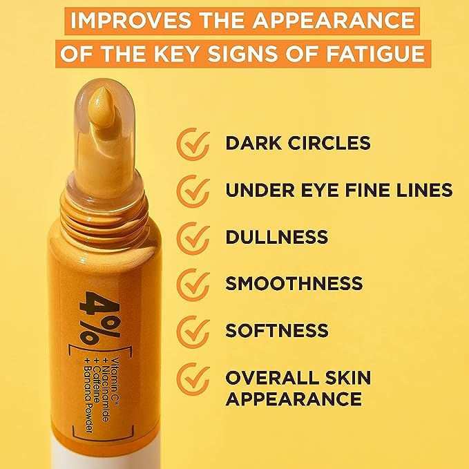 Garnier SkinActive Vitamin C Brightening Eye Cream 15mL gold bottle with applicator