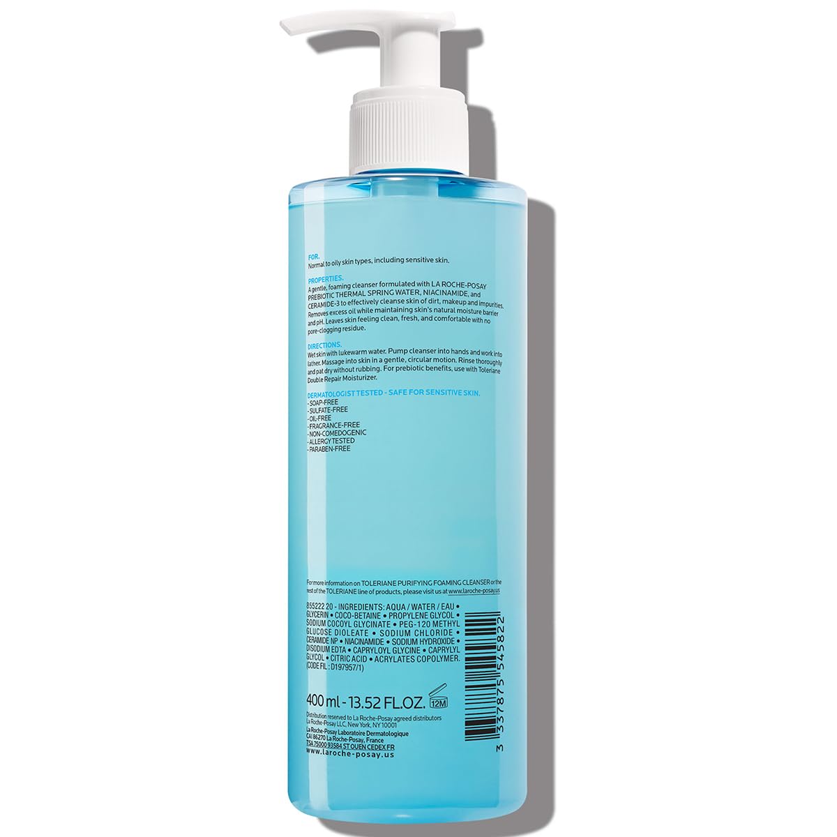 La Roche-Posay Toleriane Purifying Foaming Facial Cleanser 400ml blue bottle