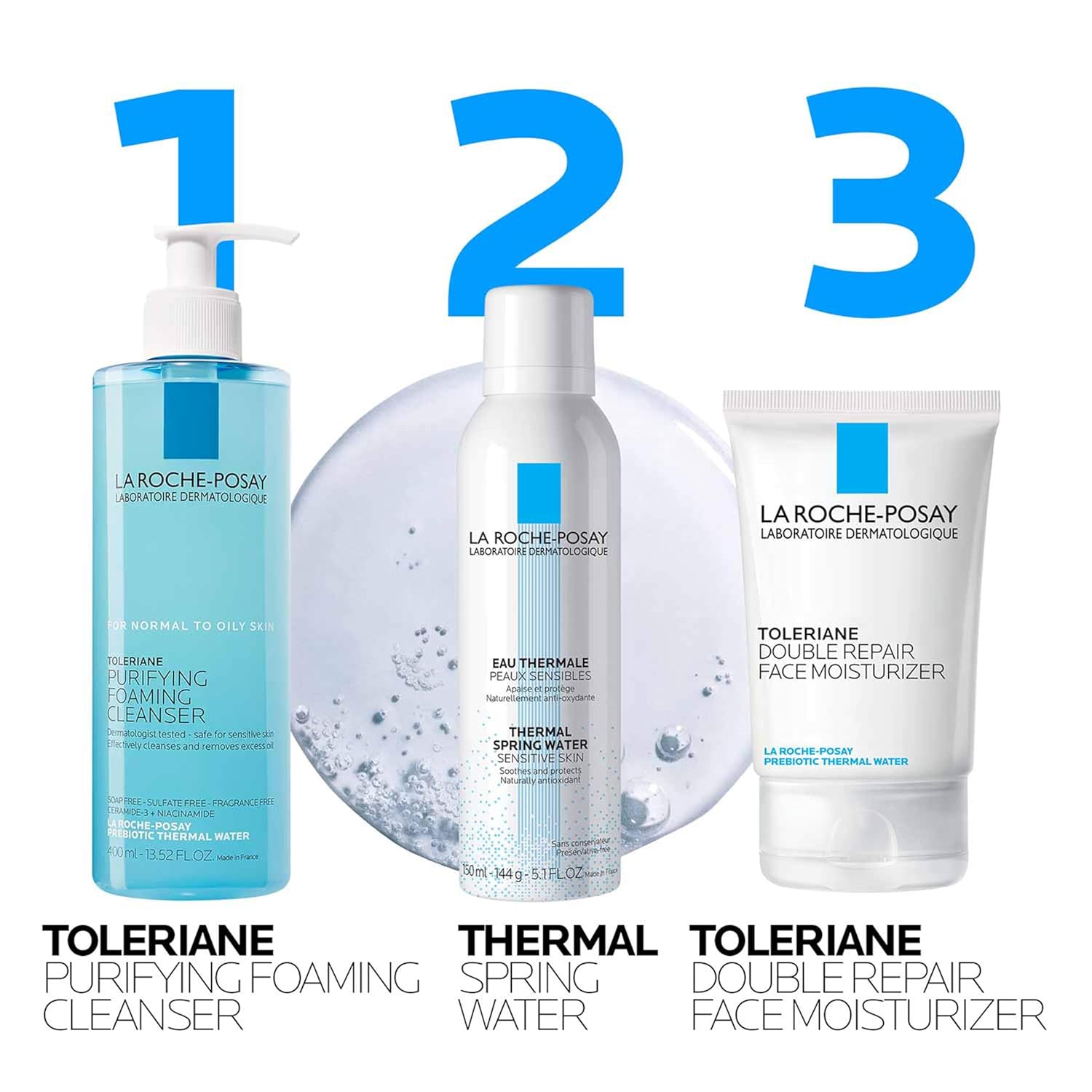La Roche-Posay Toleriane Purifying Foaming Cleanser 400ml light blue pump bottle