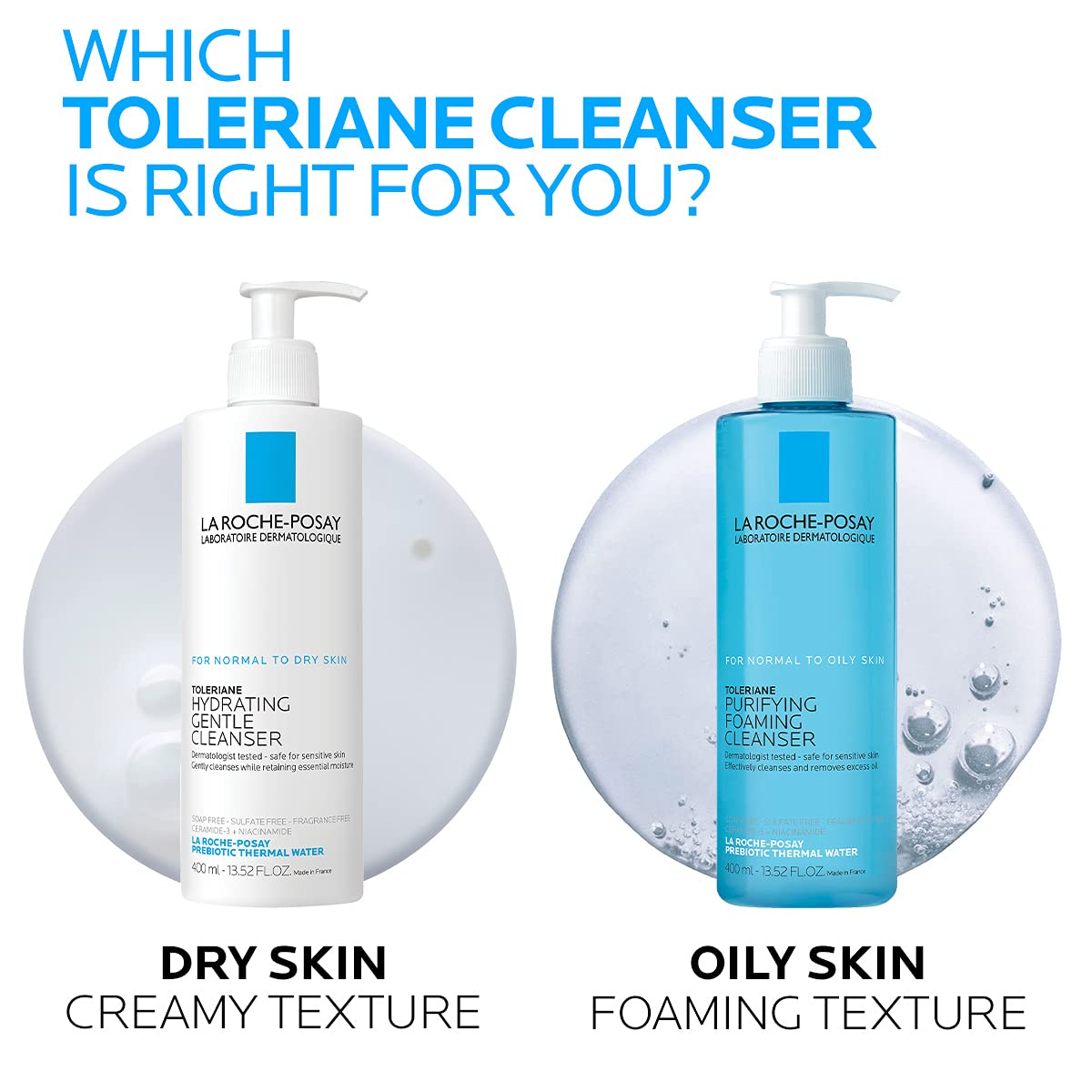 La Roche-Posay Toleriane Purifying Foaming Facial Cleanser 400ml blue bottle