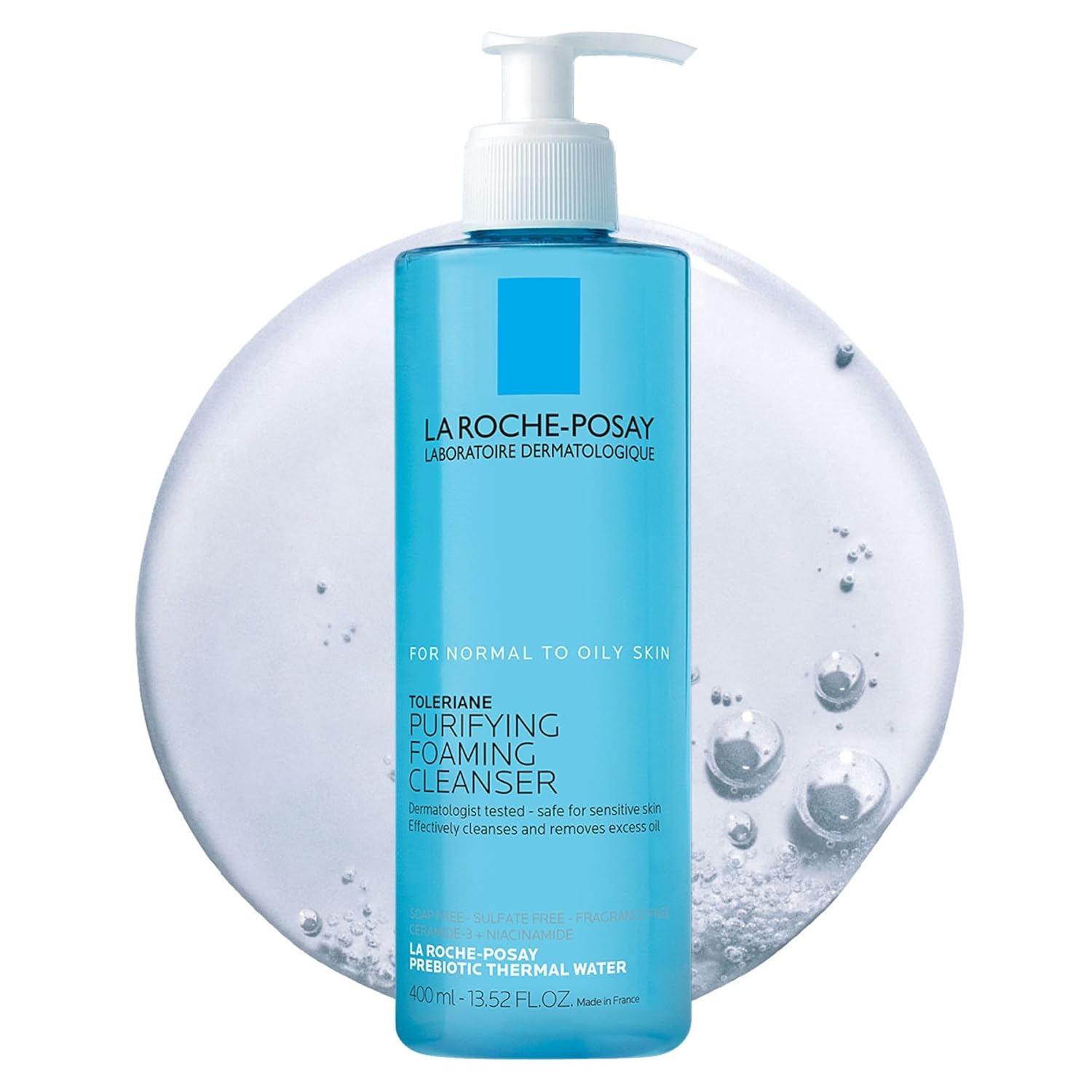 La Roche-Posay Toleriane Purifying Foaming Cleanser 400ml blue bottle pump dispenser