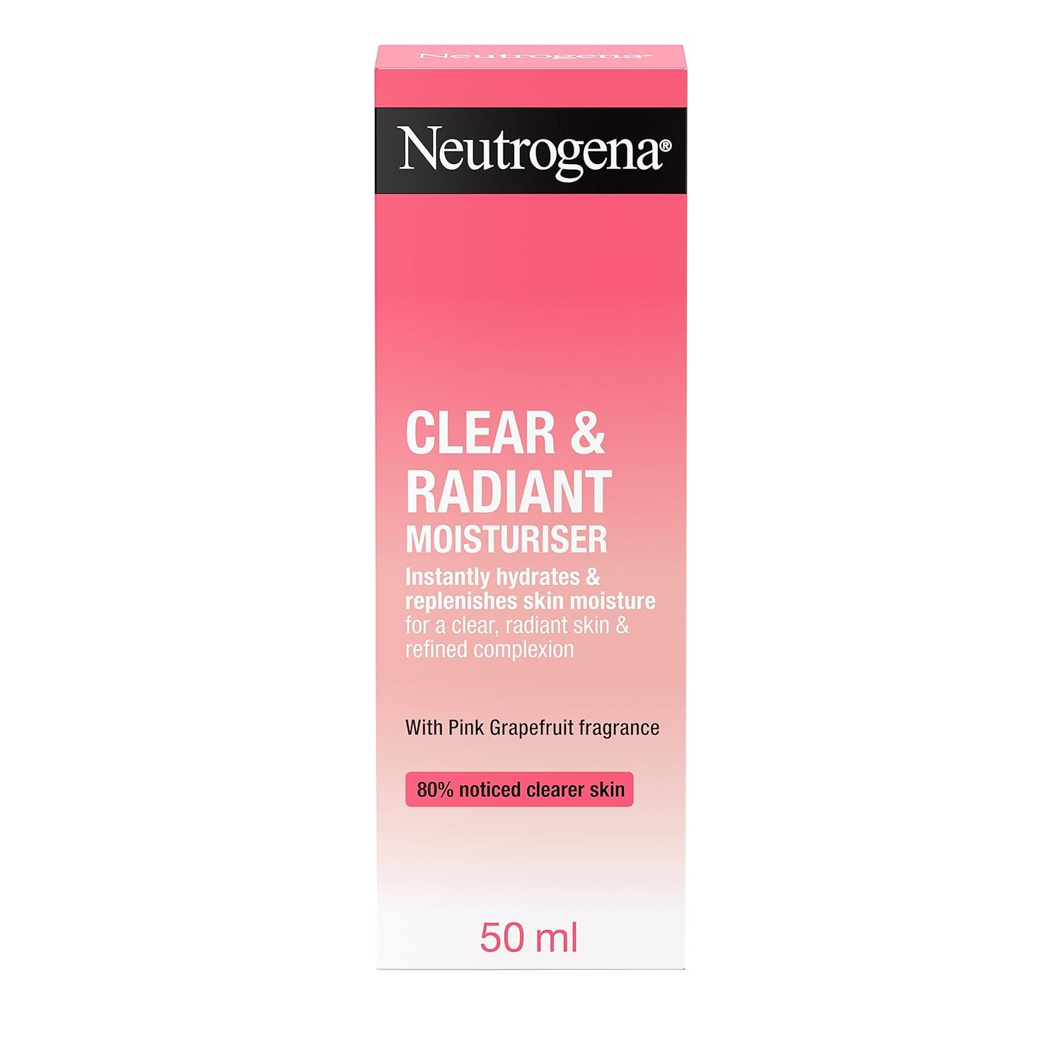 Neutrogena Clear and Radiant pink grapefruit moisturiser 50 ml bottle