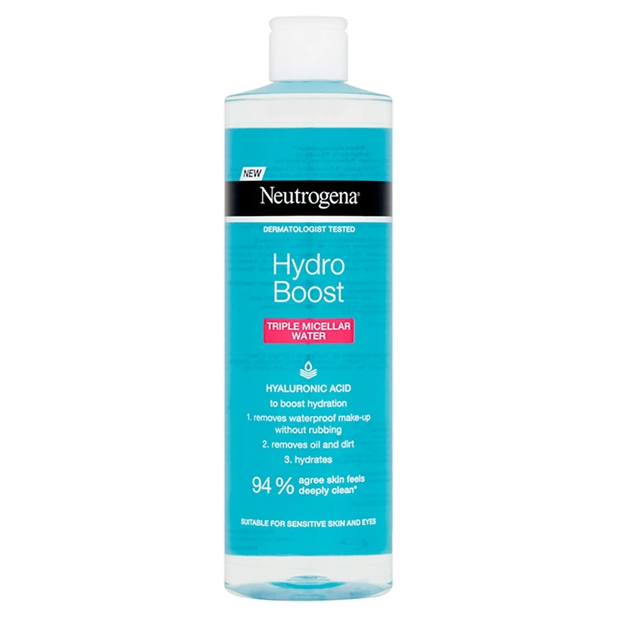 Neutrogena Hydro Boost triple micellar water 13.5 oz turquoise bottle