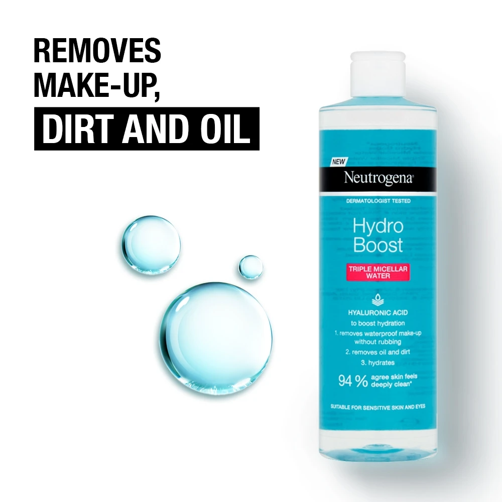 Neutrogena Hydro Boost triple micellar water 13.5 oz blue bottle cleansing liquid