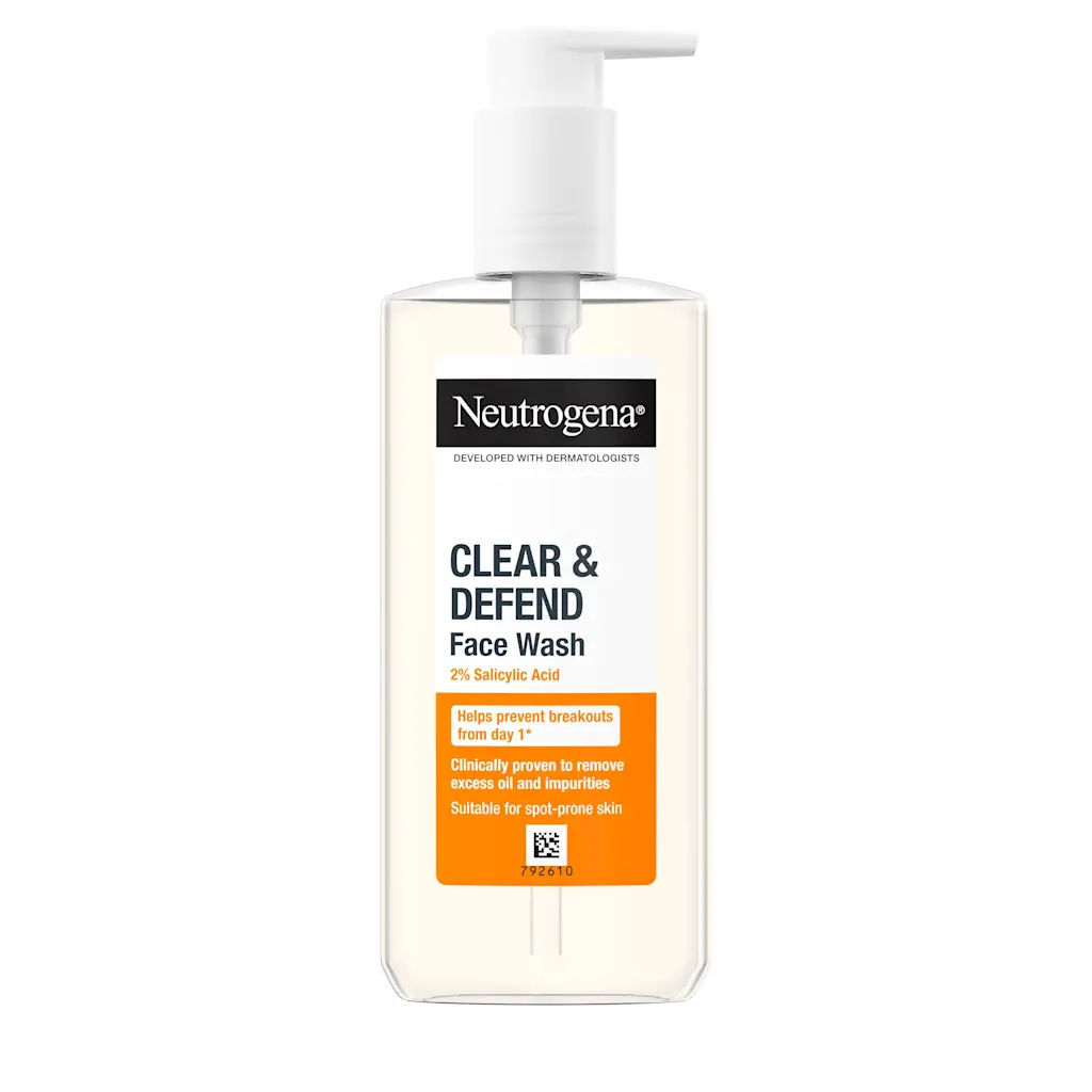 Neutrogena Clear & Defend 2% Salicylic Acid Face Wash pump bottle