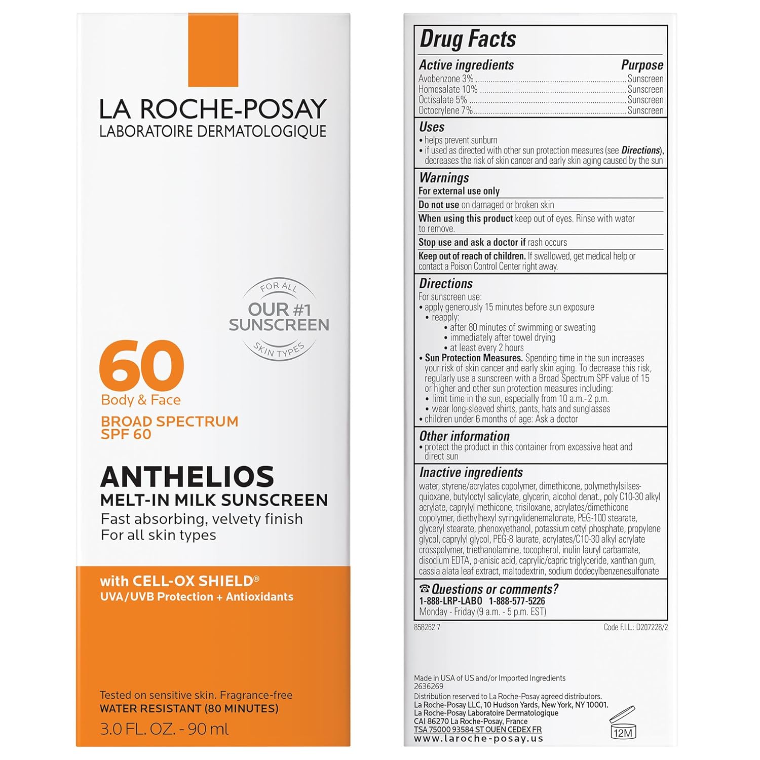 La Roche-Posay Anthelios Melt-In Milk Sunscreen SPF 60 broad spectrum 90ml bottle