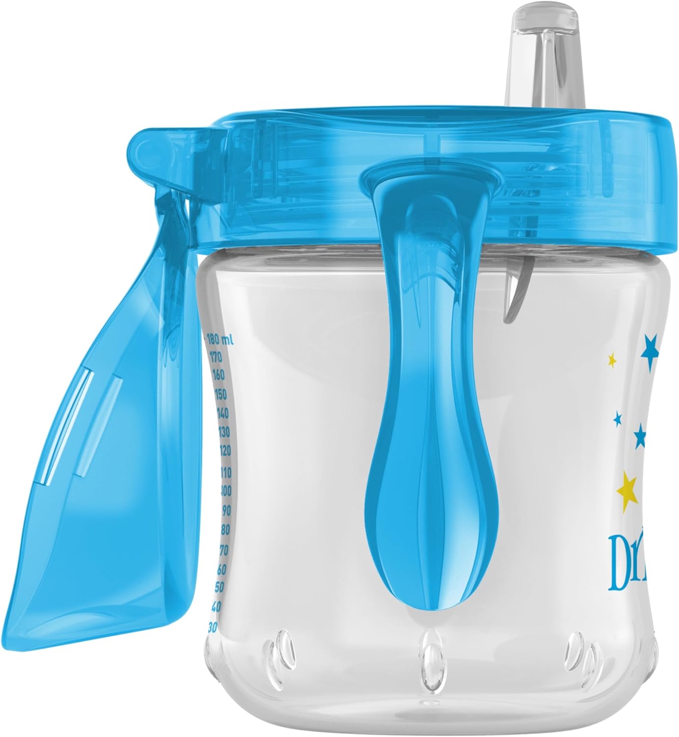 Dr Brown's blue soft-spout transition cup 180ml with star design