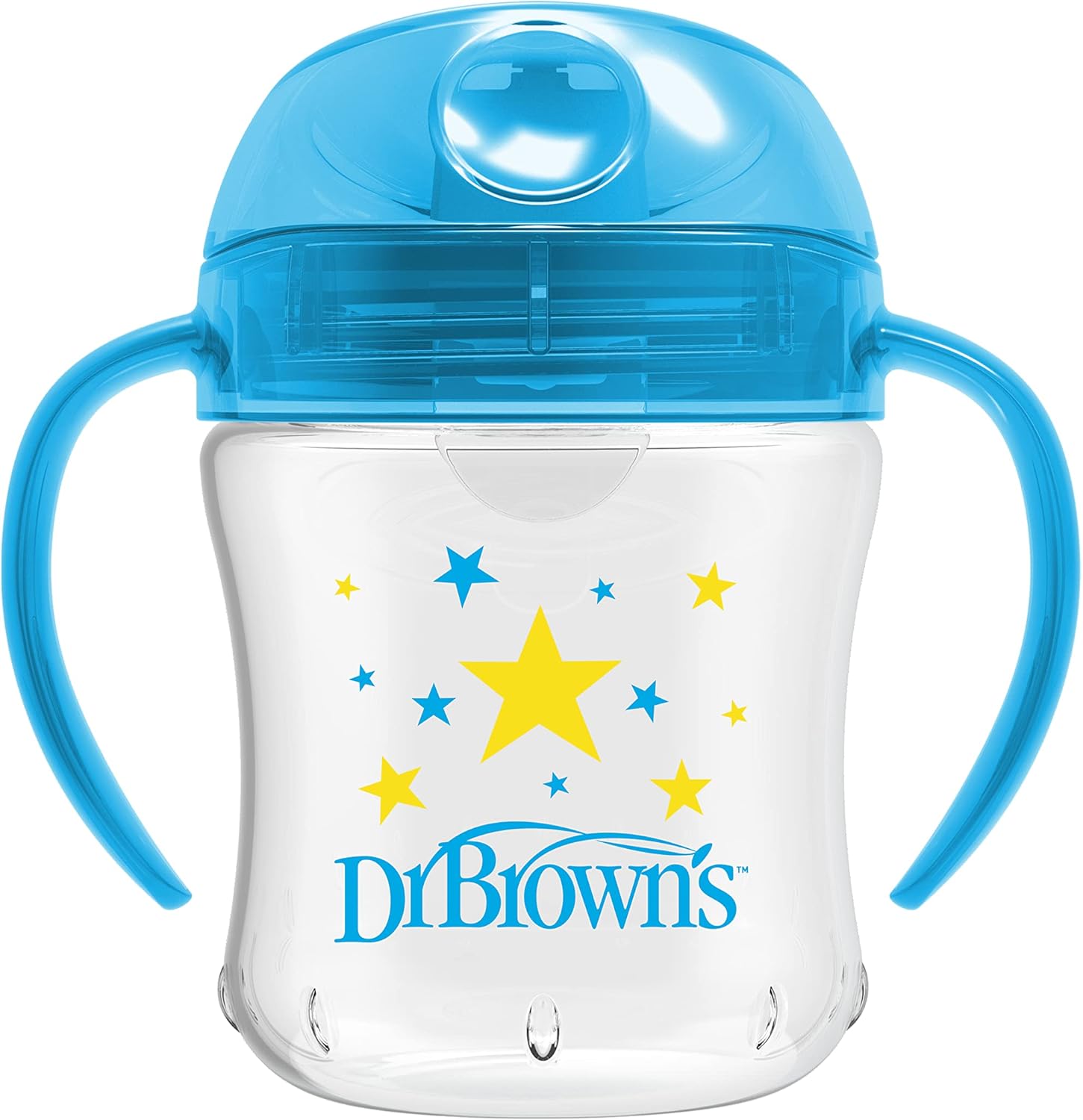 Dr Brown's blue soft-spout transition cup 180ml with star design