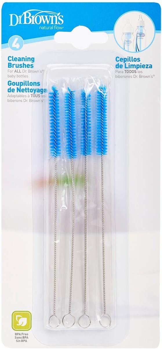 Dr. Brown's Options small vent bottle cleaning brushes, pack of four, blue bristles