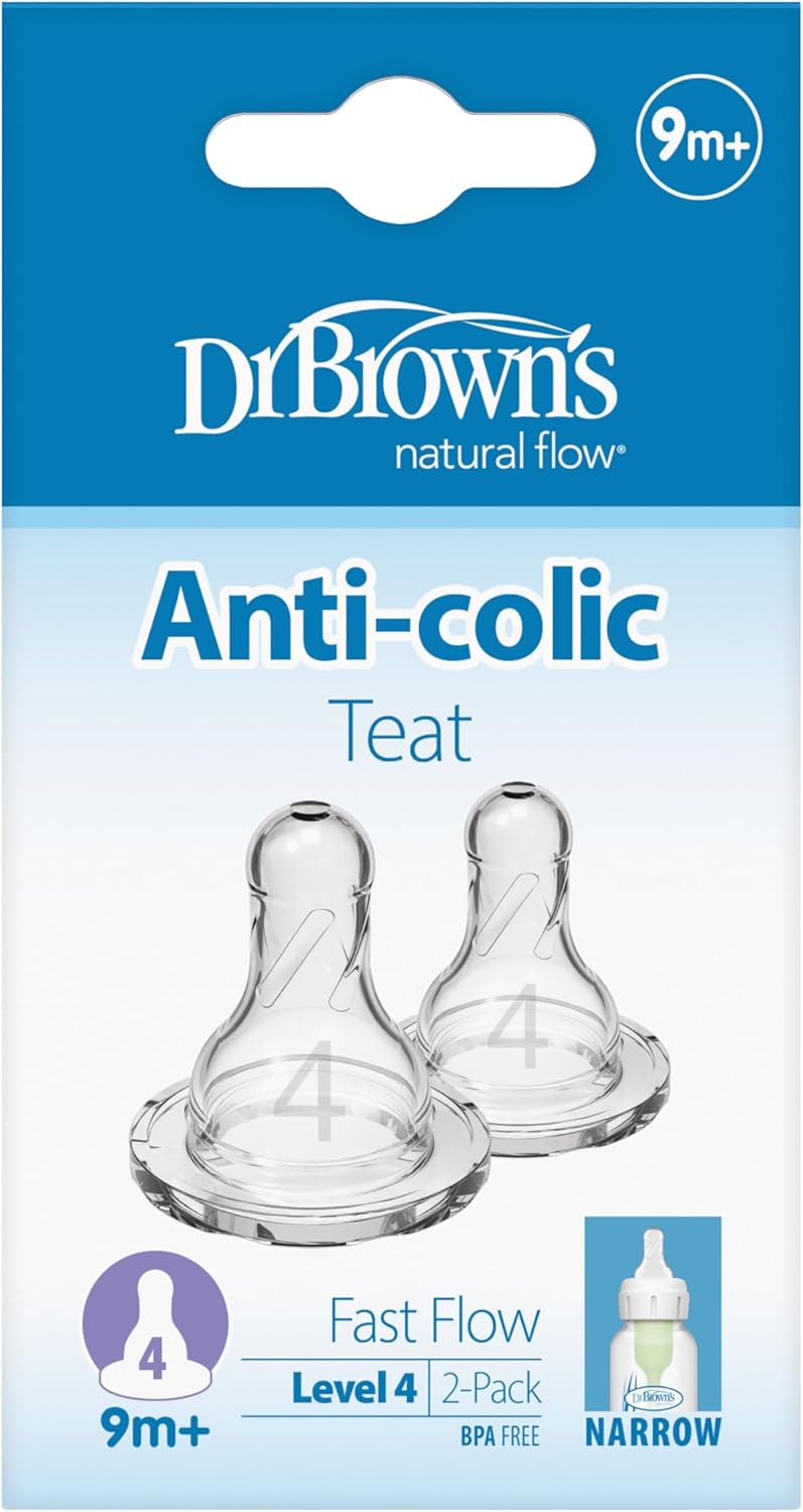 Dr Brown's Natural Flow Options+ narrow Level 4 fast flow teats 2-pack