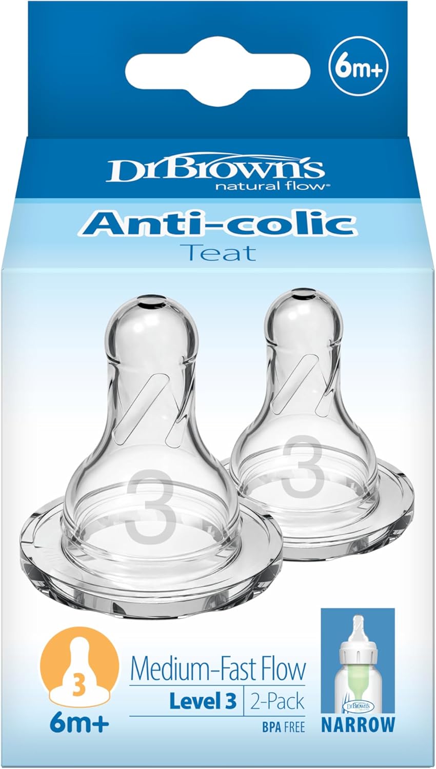 Dr Brown's Natural Flow Options+ narrow Level 3 flow teat 2-pack, 6 months+